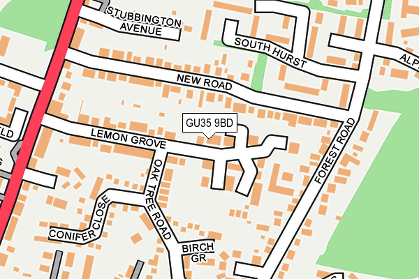 GU35 9BD map - OS OpenMap – Local (Ordnance Survey)