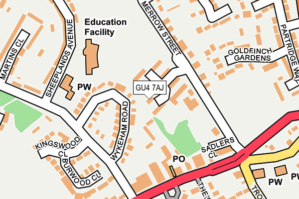 GU4 7AJ map - OS OpenMap – Local (Ordnance Survey)