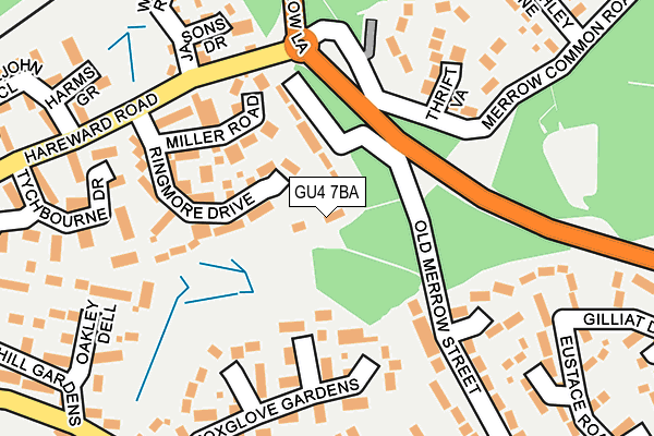 GU4 7BA map - OS OpenMap – Local (Ordnance Survey)