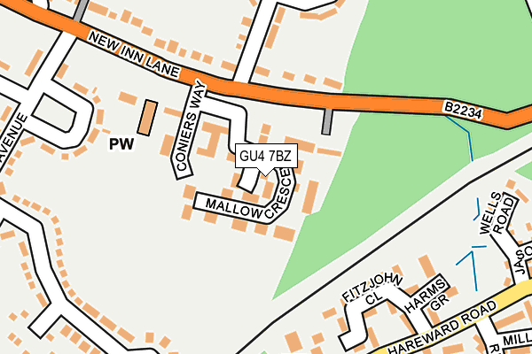 GU4 7BZ map - OS OpenMap – Local (Ordnance Survey)