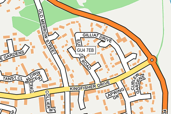 GU4 7EB map - OS OpenMap – Local (Ordnance Survey)