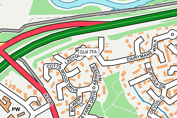 GU4 7FA map - OS OpenMap – Local (Ordnance Survey)