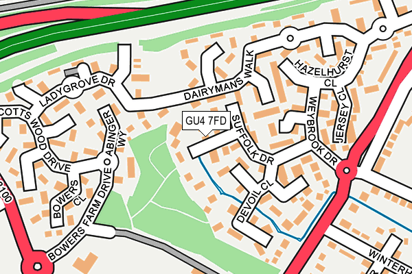 GU4 7FD map - OS OpenMap – Local (Ordnance Survey)