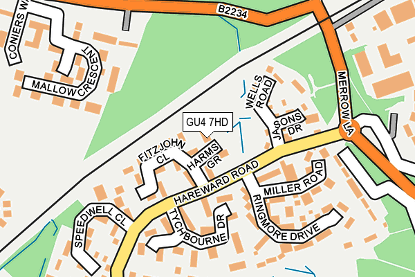 GU4 7HD map - OS OpenMap – Local (Ordnance Survey)