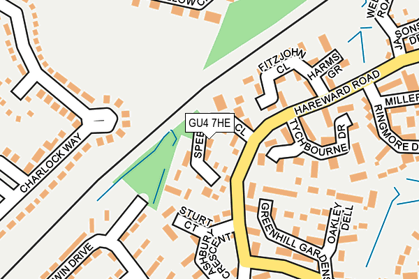 GU4 7HE map - OS OpenMap – Local (Ordnance Survey)