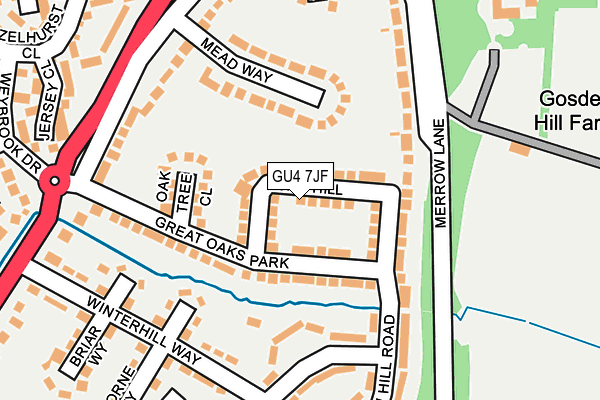 GU4 7JF map - OS OpenMap – Local (Ordnance Survey)