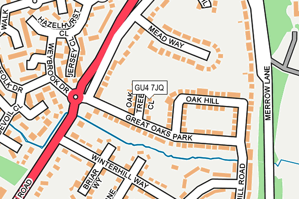 GU4 7JQ map - OS OpenMap – Local (Ordnance Survey)
