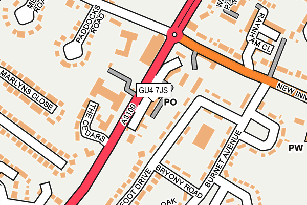 GU4 7JS map - OS OpenMap – Local (Ordnance Survey)