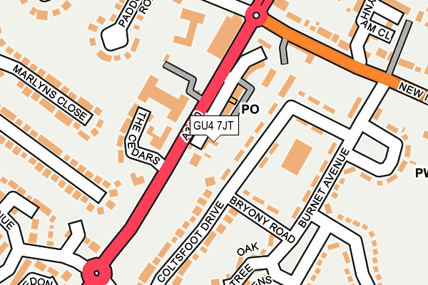GU4 7JT map - OS OpenMap – Local (Ordnance Survey)