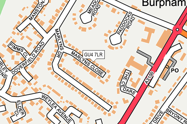 GU4 7LR map - OS OpenMap – Local (Ordnance Survey)