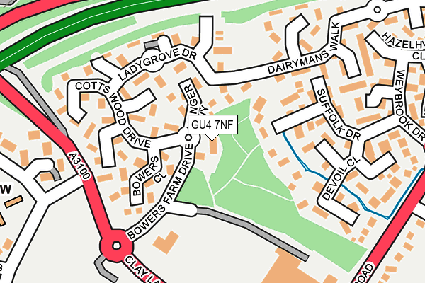 GU4 7NF map - OS OpenMap – Local (Ordnance Survey)