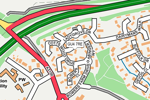 GU4 7RE map - OS OpenMap – Local (Ordnance Survey)