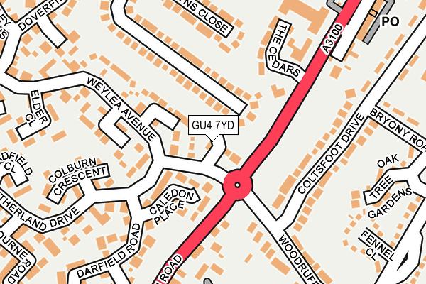 GU4 7YD map - OS OpenMap – Local (Ordnance Survey)