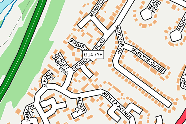 GU4 7YF map - OS OpenMap – Local (Ordnance Survey)