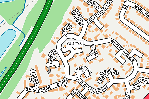 GU4 7YS map - OS OpenMap – Local (Ordnance Survey)