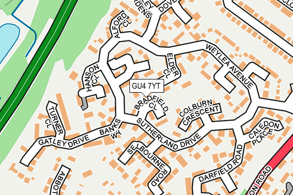 GU4 7YT map - OS OpenMap – Local (Ordnance Survey)