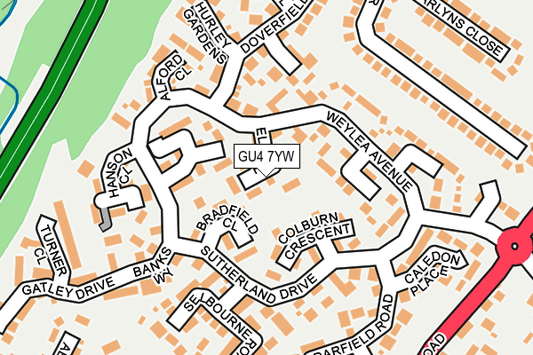 GU4 7YW map - OS OpenMap – Local (Ordnance Survey)