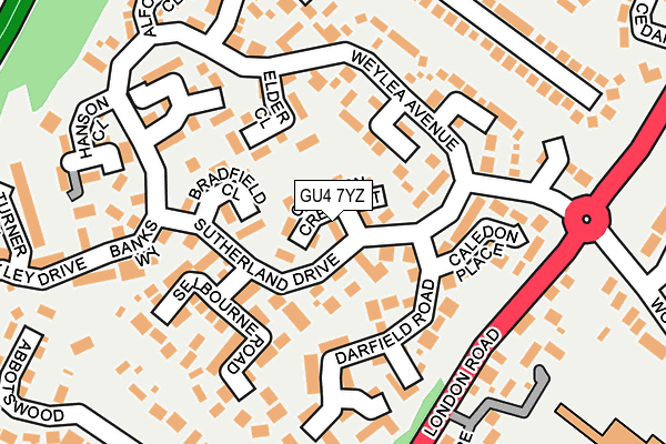 GU4 7YZ map - OS OpenMap – Local (Ordnance Survey)