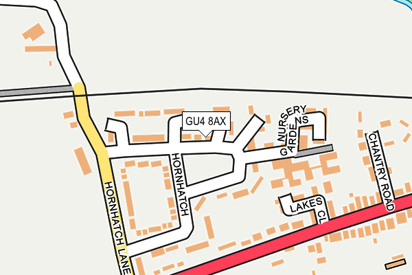 GU4 8AX map - OS OpenMap – Local (Ordnance Survey)