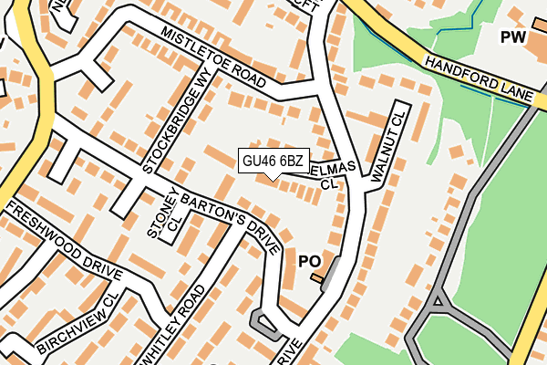 GU46 6BZ map - OS OpenMap – Local (Ordnance Survey)