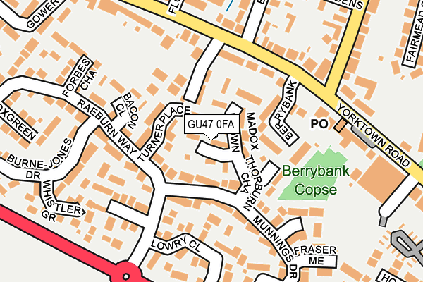 GU47 0FA map - OS OpenMap – Local (Ordnance Survey)