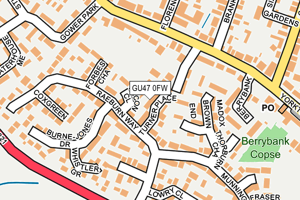 GU47 0FW map - OS OpenMap – Local (Ordnance Survey)