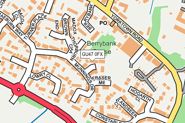 GU47 0FX map - OS OpenMap – Local (Ordnance Survey)