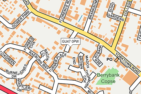 GU47 0PW map - OS OpenMap – Local (Ordnance Survey)