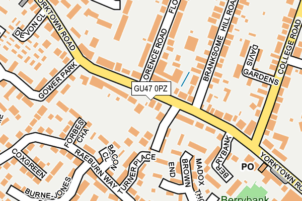 GU47 0PZ map - OS OpenMap – Local (Ordnance Survey)