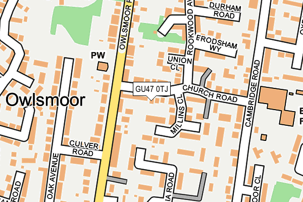 GU47 0TJ map - OS OpenMap – Local (Ordnance Survey)