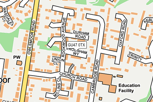 GU47 0TX map - OS OpenMap – Local (Ordnance Survey)