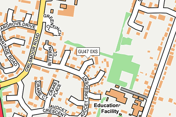 GU47 0XS map - OS OpenMap – Local (Ordnance Survey)