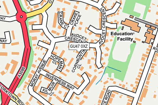 GU47 0XZ map - OS OpenMap – Local (Ordnance Survey)