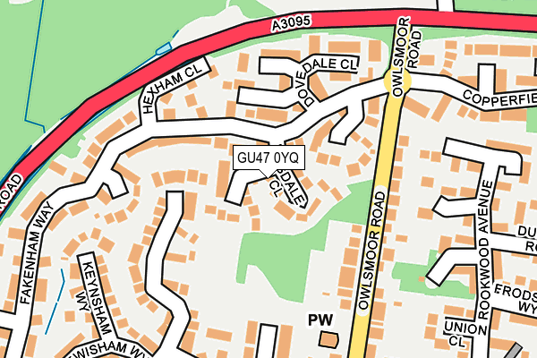 GU47 0YQ map - OS OpenMap – Local (Ordnance Survey)