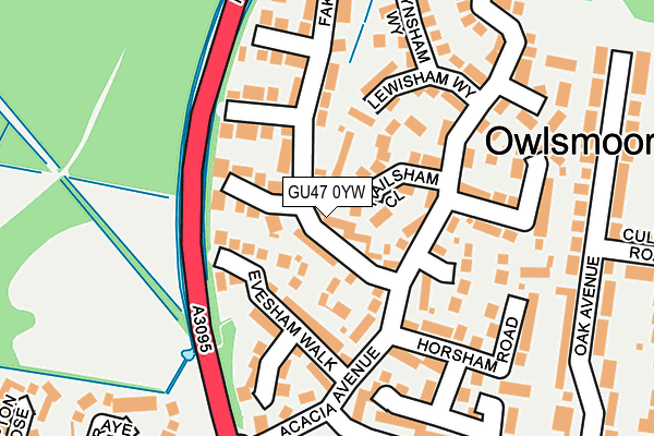 GU47 0YW map - OS OpenMap – Local (Ordnance Survey)