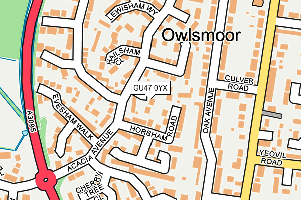 GU47 0YX map - OS OpenMap – Local (Ordnance Survey)