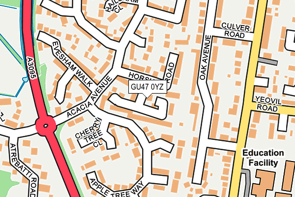 GU47 0YZ map - OS OpenMap – Local (Ordnance Survey)