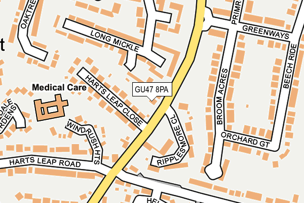 GU47 8PA map - OS OpenMap – Local (Ordnance Survey)