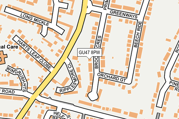 GU47 8PW map - OS OpenMap – Local (Ordnance Survey)