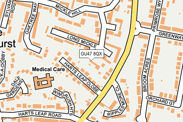 GU47 8QX map - OS OpenMap – Local (Ordnance Survey)