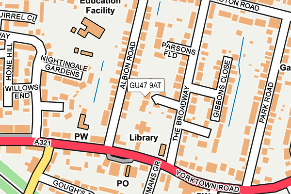 GU47 9AT map - OS OpenMap – Local (Ordnance Survey)