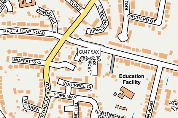 GU47 9AX map - OS OpenMap – Local (Ordnance Survey)