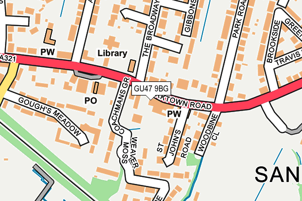 GU47 9BG map - OS OpenMap – Local (Ordnance Survey)