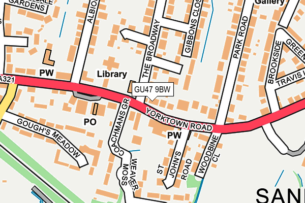 GU47 9BW map - OS OpenMap – Local (Ordnance Survey)