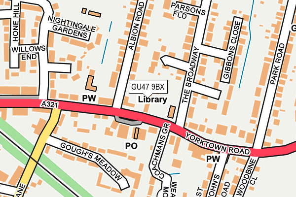 GU47 9BX map - OS OpenMap – Local (Ordnance Survey)