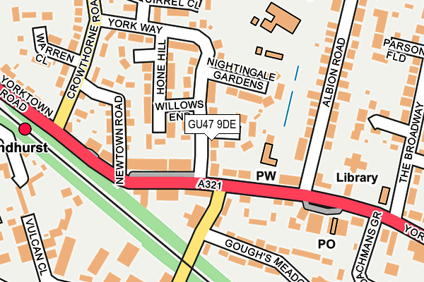 GU47 9DE map - OS OpenMap – Local (Ordnance Survey)