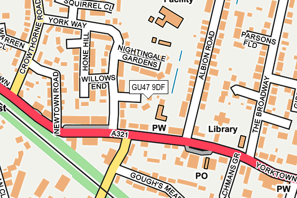 GU47 9DF map - OS OpenMap – Local (Ordnance Survey)