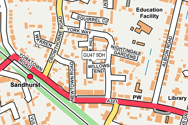 GU47 9DH map - OS OpenMap – Local (Ordnance Survey)