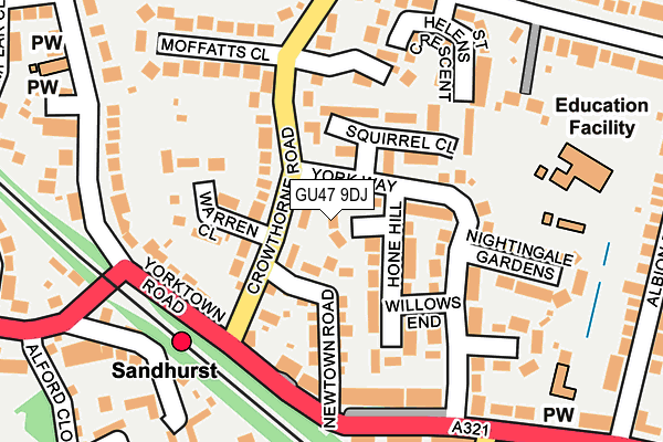 GU47 9DJ map - OS OpenMap – Local (Ordnance Survey)