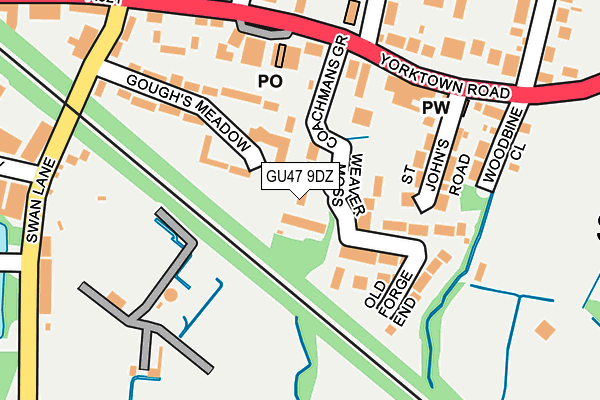 GU47 9DZ map - OS OpenMap – Local (Ordnance Survey)
